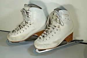 Edea Overture Figure White leather Ice Skates Girls Ice Skating 210mm Size 13 - Picture 1 of 10