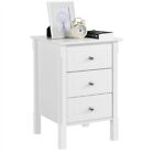 3-drawer Bedside Table Cabinet with Spacious Drawers Bedroom Nightstand White