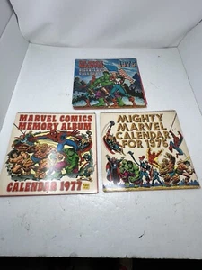 Lot of 3 Marvel Calendars 1975 1976 1978 Full Illustration Comic Bool Covers - Picture 1 of 9