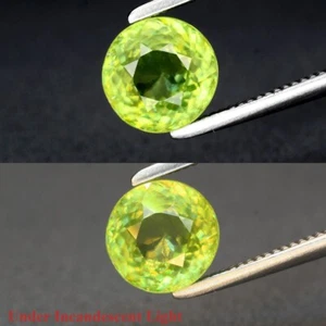 Piedra preciosa esfena verde amarillenta natural redonda de 1,07 quilates 6 mm VS, brillo increíble - Imagen 1 de 6