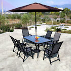Metal Garden Dining Set Glass Parasol Table And Chairs 2-6 Seater Outdoor Dining