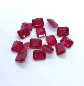 3x4mm To 4x6mm Synthetic Red Ruby Octagon Faceted AAA Loose Gemstone Calibrated - Picture 1 of 24