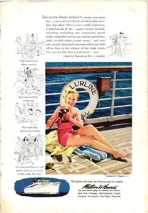 Print Ad Matson Cruise Lines Travel Hawaii Pretty Woman Photograph c1951 - Picture 1 of 1