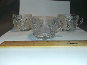 3PCs EAPG US Glass #15093 THE STATES Cane & Star Medallion Punch Cup 1908 - Picture 1 of 19