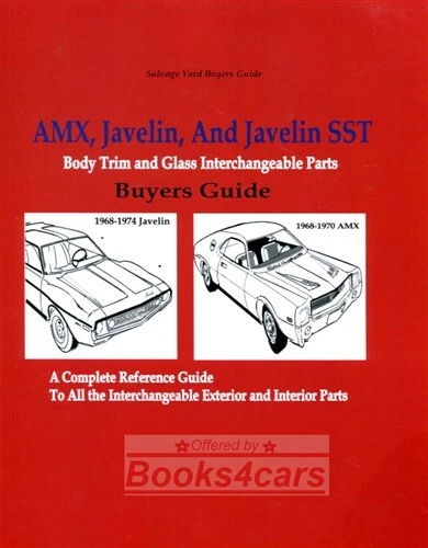 Amx Javelin AMC Restauración Partes Intercambiables Manual Libro Buyers Guía - Imagen 1 de 1
