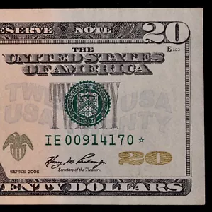 HG $20 2006 Star Federal Reserve Note IE00914170* Non SOI micro Single Run Issue - Picture 1 of 4