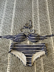 DORINA Striped 2 Piece Bikini Top M Bottoms L - Picture 1 of 8