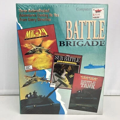 BATTLE BRIGADE 3-IN-1 PC 3.5” Disks MIG-29, SUB SIMULATOR & BATTLE TANK Sealed - Image 1 of 4