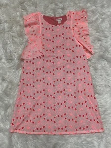 Cat & Jack Flutter Sleeve Lace Floral Coral Dress Lined.  Girls Size XL 14/16 - Picture 1 of 8
