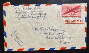 1943 US Army Post Office 770 Italy Airmail Cover to Kansas City MO USA - Picture 1 of 2
