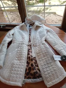 Brand Nwt Dawn Levy Womens Tie Zip Jacket Waterproof Zip Bib White Quilted XS - Picture 1 of 9