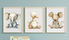 Nursery Prints, Plush Animals Set of 3 Prints, Kids Room Wall Art, Plush Animals