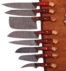 Juego de cuchillos de cocina profesionales de acero Damasco hechos a medida con bolsa para rollos-ZEE-29 - Imagen 1 de 3