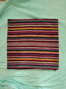 Peruanischer handgewebter gestreifter Kissenbezug Baumwolle 14x14 Reißverschluss  - Bild 1 von 7