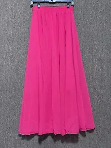 v28 Women Full/Ankle Length Elastic Pleated Maxi Chiffon Long Skirt Medium Rose - Picture 1 of 9