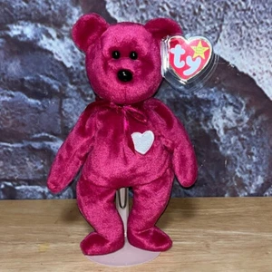 Ty Beanie Baby Valentina Bear Deep Pink Tag Error Dates 1998/1999 No Stamp Tush - Picture 1 of 13