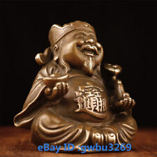 Collect Chinese old Bronze Hand Carved the god of wealth Buddha Statue 23935
