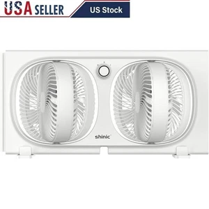 9" Twin Window Fan Rotatable Exhaust Intake Adjustable Airflow 2 Speed Portable - Picture 1 of 8