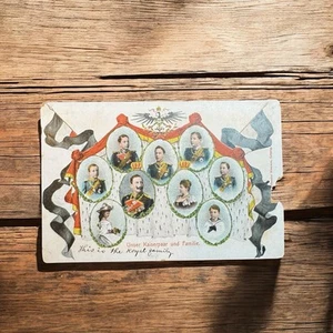 Vintage German Royal Family Postcard Unser Kaiserpaar Colored Portrait 1900s - Picture 1 of 2