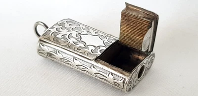 Твердое серебро готический дизайн викторианской комбинации Cheroot триммер Vesta чехол 1856 - Изображение 1 из 4