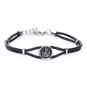 Sagapo Bracciale Uomo in Gomma Nera e Centrale con Ancora Acciaio SPA31 S'agapo - Foto 1 di 4