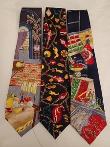 Lot (3) Tabasco Hot Sauce Neck Ties Market Charms Crab Logo Loud Bright - Picture 1 of 2