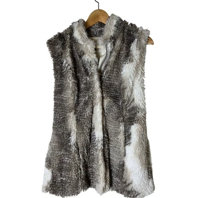 Chaleco CABI Gris Tostado Blanco Aspen Piel Sintética Forrado Cremallera Completa Talla S Foto 1 de 4