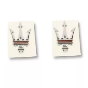 For Maserati 2PCS lado columna C emblemas Levante Ghibli plata clara línea roja - Imagen 1 de 4