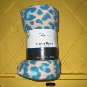 Mainstay Fleece Throw Blanket Lightweight 50"x60" Cheetah, - Foto 1 di 5