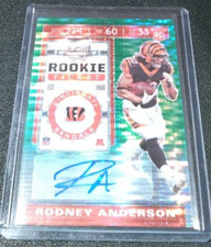 2019 Panini Contenders Optic Green Pulsar RC Autograph Rodney Anderson #'d 14/27
