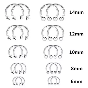 10pc Horseshoe Barbell Ring Steel Tragus Nose Septum Ear Nipple Body Piercing - Picture 1 of 7