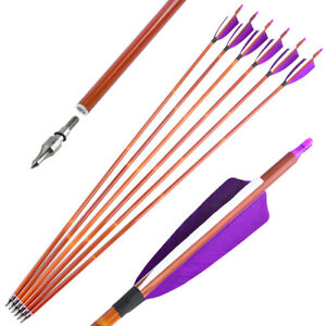 30'' Carbon Arrow Bamboo Skin SP500 Archery Recurve CompoundBow Hunting Shooting