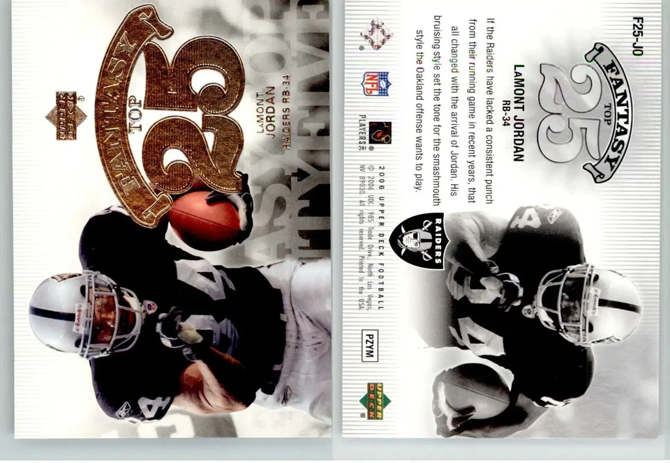 LaMont Jordan 2006 Upper Deck Fantasy Top 25 F25-JO Raiders - Image 1 of 1