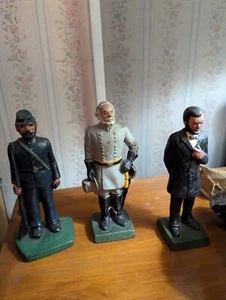 3 Vintage Gusseisen Bürgerkrieg Union & Konföderierte Soldaten Buchstützen - Bild 1 von 4