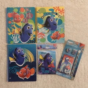 Disney Pixar Finding Dory (3) Notebooks/(1) Dory Journal/5 Piece Stationery Set - Picture 1 of 2