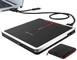 Lecteur CD Externe pour PC USB Lecteur DVD Externe avec Ports SD/TF/2 USB Por... - Afbeelding 1 van 7