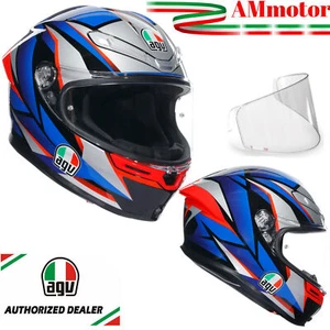 Agv K6 S Slashcut Black Blue Red Integrale Casco Moto Visiera Max Pinlock TG L - Foto 1 di 9