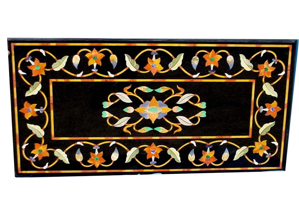 36" x 22" pietra dura marble Table Top semi precious stone inlay Home Furniture - Image 1 of 1
