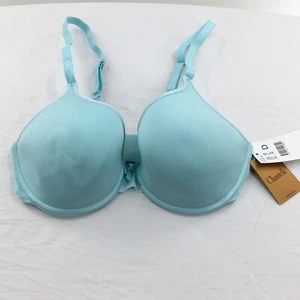 Chantelle C Ideal Plunge T Shirt Bra Full Coverage Smoothing Back Blue Sz 32 D - Picture 1 of 13