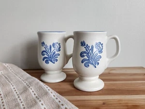 Set Of 2 Vintage Pfaltzgraff Yorktowne Footed Stoneware Coffee Mugs - Picture 1 of 5
