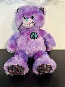Build A Bear Peace Best Friends Purple Tie Dyed Cat 16" Great Condition - Picture 1 of 9