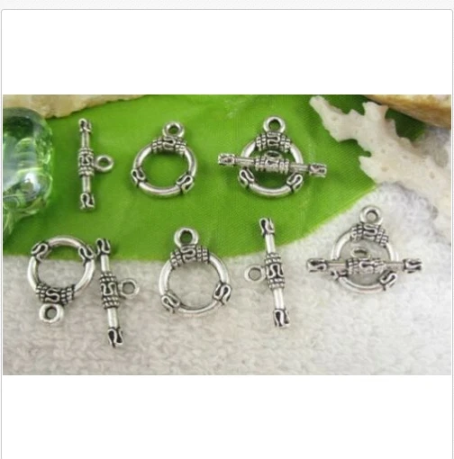 50sets Tibetan silver Color Circle Bar toggle clasps For Jewelry Making - Image 1 of 1