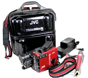 JVC GR-60U VIDEOMOVIE Red Camcorder VHSC w/Charger/Manual/Case for Parts/Props - Picture 1 of 10