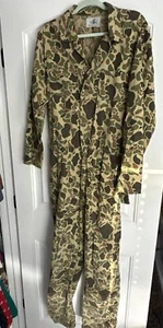 Vintage 70s Black Sheep Camo OVERALLS Military PRE-OWNED LARGE - Picture 1 of 7