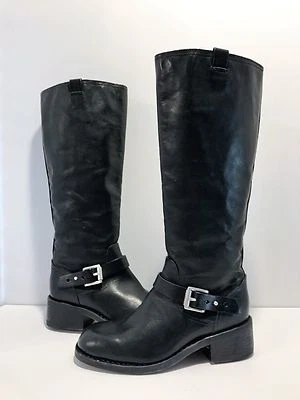 全新 Rag and Bone 高黑色皮革拉链扣靴 36 Moto A30 — 第 1/4 张图片