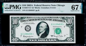 $10 1963A Federal Reserve * Star Note Chicago PMG 67 EPQ Superb Gem Uncirculated - Picture 1 of 3