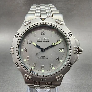 Addias Adventure Dive Watch Men 37mm Silver Dial Steel Date READ!!!! New Battery - Picture 1 of 11