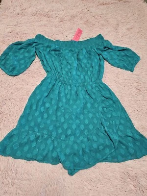 Mameluco Fuera del Hombro LILLY PULITZER Verde Turquesa Burnout Rochelle S Foto 1 de 4