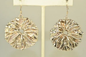 3-D MODERNIST BRUTALIST STERLING SILVER ROUND DANGLE PIERCED EARRINGS ISRAEL - Picture 1 of 1