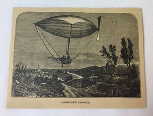1877 magazine engraving - CORDENON'S AIRSHIP - Picture 1 of 1